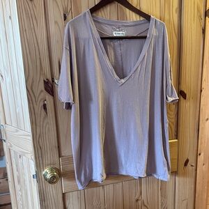 Free People Deep V-Neck creamy brown oversized